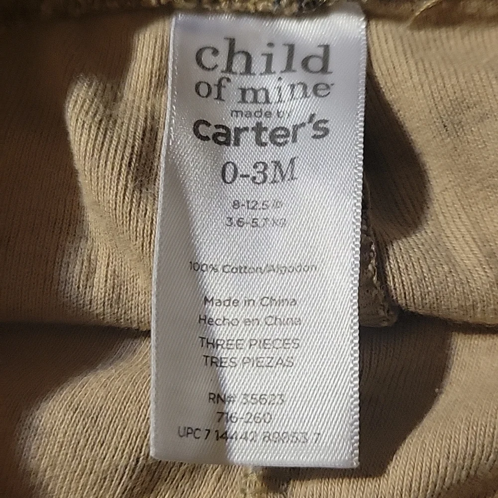 Carter's Baby Pants Camouflage Tan Green Black Elastic Waist Knit Cuff